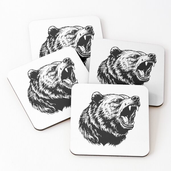Item preview, Grizzly Bear Head Roaring Brown Kodiak Angry Bite Growl designed and sold by inkoutninja.