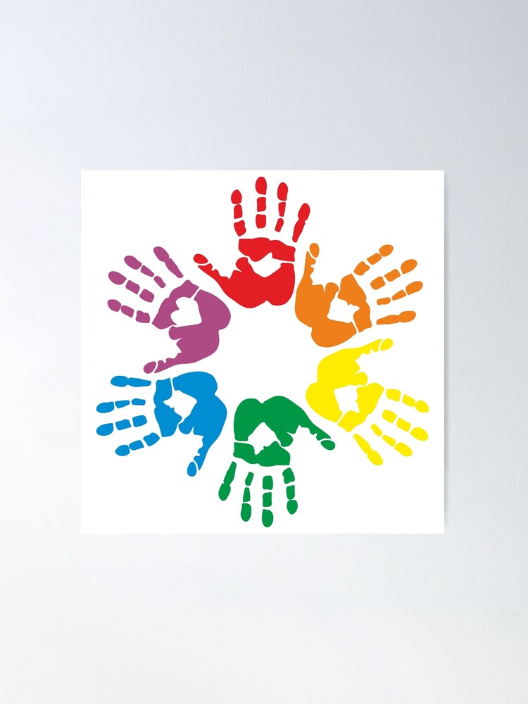 Rainbow Handprints Poster For Sale By Claudiasartwork Redbubble