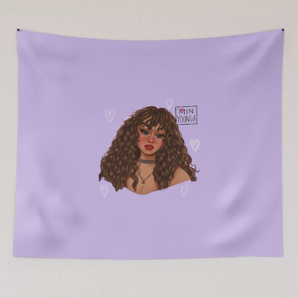 Item preview, Curly Haired Girl Digital Art | Purple Background Portrait designed and sold by minyoonga.