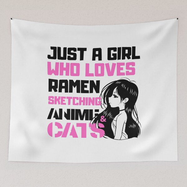 Item preview, Just a girl who loves ramen anime sketching cats designed and sold by CyberArtistOne.