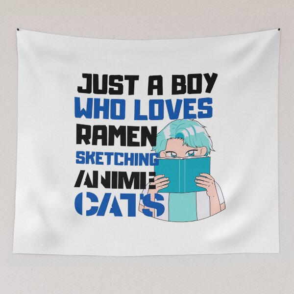 Item preview, Just a boy who loves ramen anime sketching cats designed and sold by CyberArtistOne.