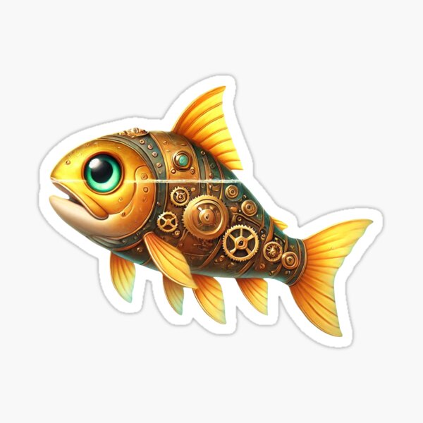 Vista previa del artículo con la obra «Trucha dorada estilo steampunk», diseñado y vendido por Sillytoe.