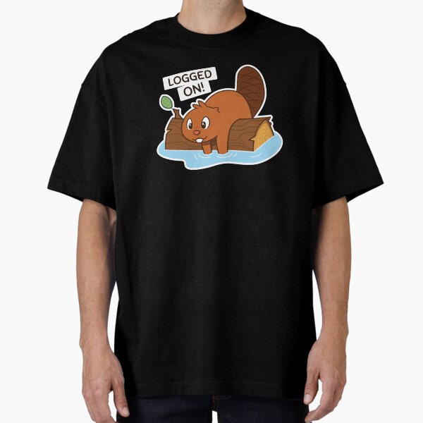 Logged On! Beaver - Dark Shirt Oversized T-Shirt