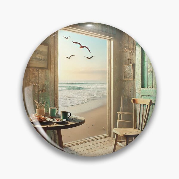 Item preview, beach view from a rustic wooden shack designed and sold by Random Designs.