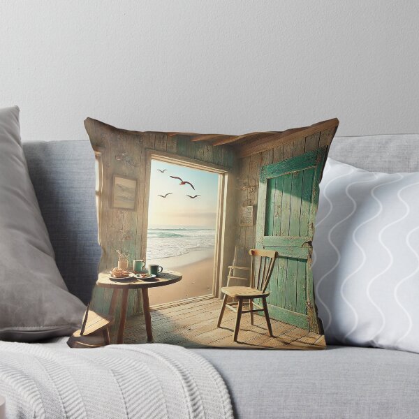 Item preview, beach view from a rustic wooden shack designed and sold by Random Designs.