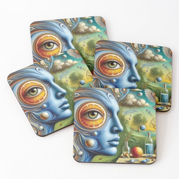Item preview, dreamlike portrait of a person with a blue-toned face designed and sold by Random Designs.