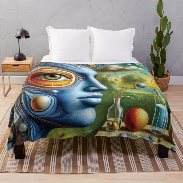 Item preview, dreamlike portrait of a person with a blue-toned face designed and sold by Random Designs.