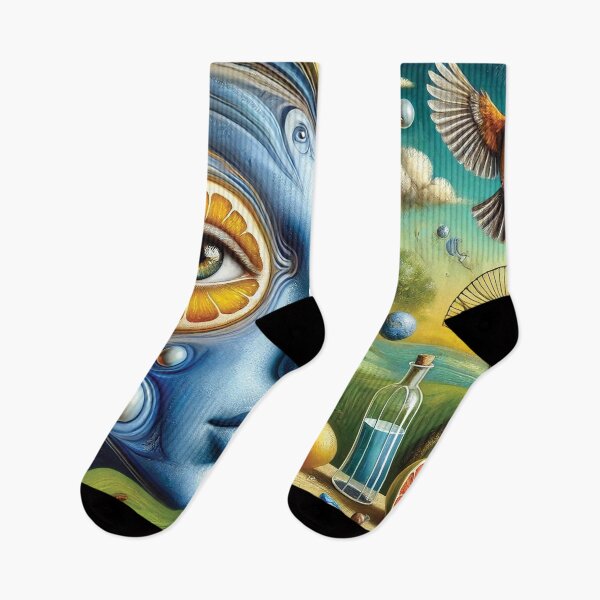 Item preview, dreamlike portrait of a person with a blue-toned face designed and sold by Random Designs.