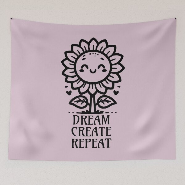Item preview, Dream create repeat - adorable sunflower designed and sold by EvergreenWhimsy.