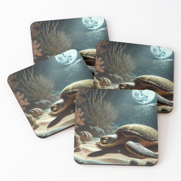 Item preview, Sea Turtle Resting Underwater at Night | Serene Ocean Life  designed and sold by NocturnalNook.