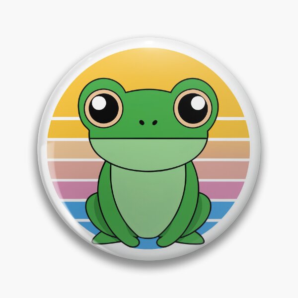 Item preview, Cute Kawaii Frog, Retro Sunset designed and sold by graphic-genie.