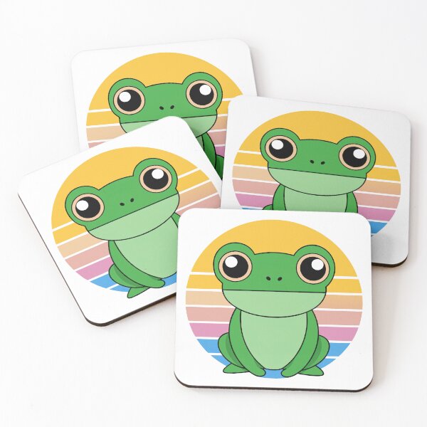 Item preview, Cute Kawaii Frog, Retro Sunset designed and sold by graphic-genie.