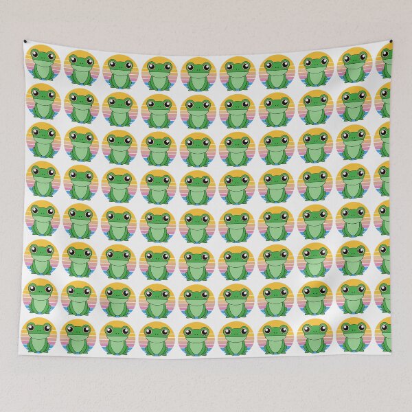 Item preview, Cute Kawaii Frog, Retro Sunset designed and sold by graphic-genie.