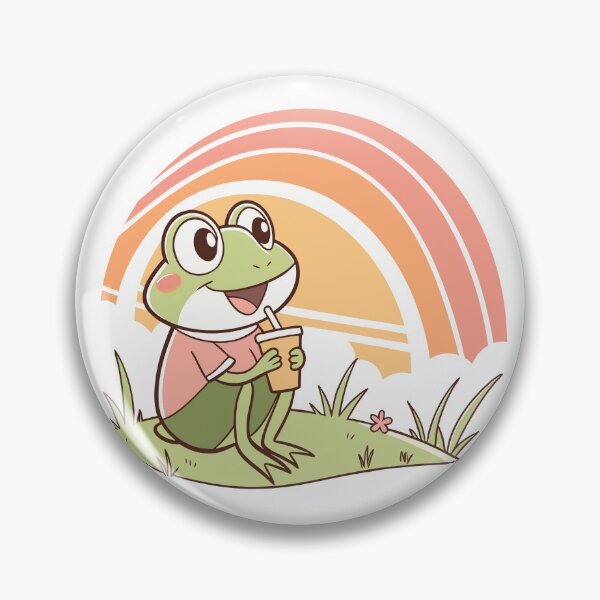 Item preview, Cute Kawaii Frog, Retro Sunset designed and sold by graphic-genie.
