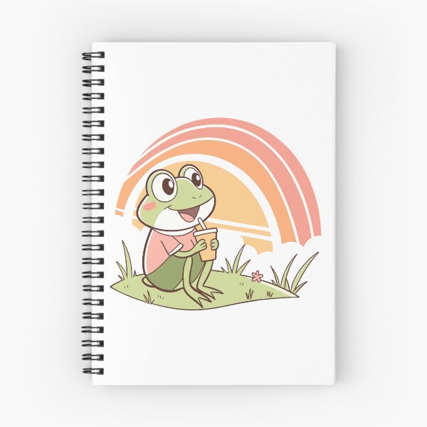 Item preview, Cute Kawaii Frog, Retro Sunset designed and sold by graphic-genie.