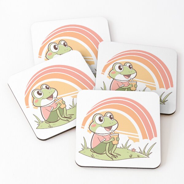 Item preview, Cute Kawaii Frog, Retro Sunset designed and sold by graphic-genie.