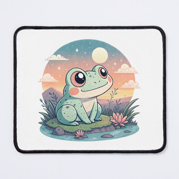 Item preview, Cute Kawaii Frog, Retro Sunset designed and sold by graphic-genie.
