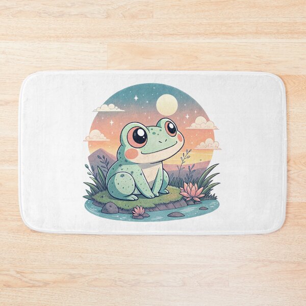 Item preview, Cute Kawaii Frog, Retro Sunset designed and sold by graphic-genie.