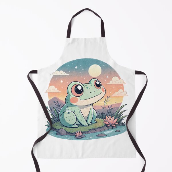 Item preview, Cute Kawaii Frog, Retro Sunset designed and sold by graphic-genie.