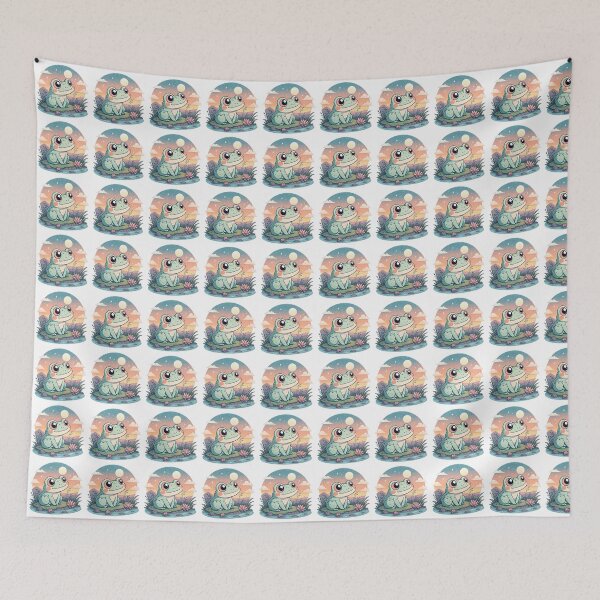 Item preview, Cute Kawaii Frog, Retro Sunset designed and sold by graphic-genie.