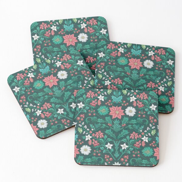 Item preview, William Morris style Christmas flower pattern designed and sold by Tamas Das.