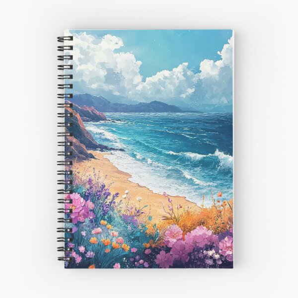 Item preview, Ocean Vintage Summer Poster: Beach scene with vibrant flowers and romantic waves. designed and sold by Jasava Shop.