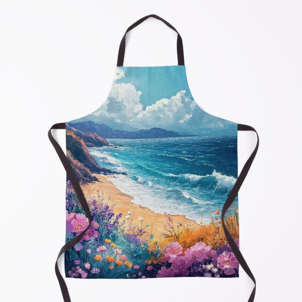 Item preview, Ocean Vintage Summer Poster: Beach scene with vibrant flowers and romantic waves. designed and sold by Jasava Shop.
