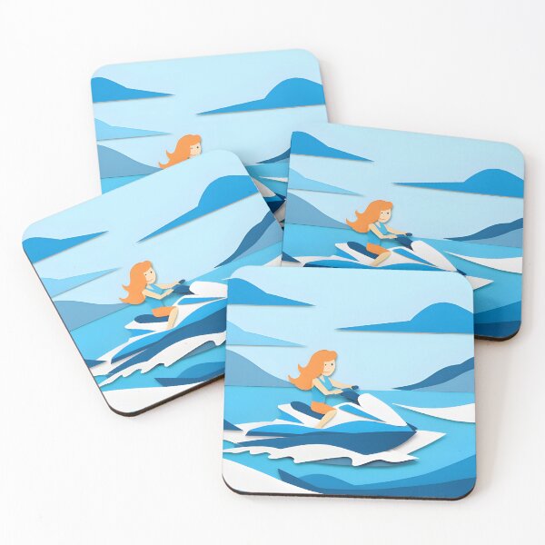 Item preview, " Watercolor Adventure: Woman on a Jet Ski. " designed and sold by DAMDUANG.