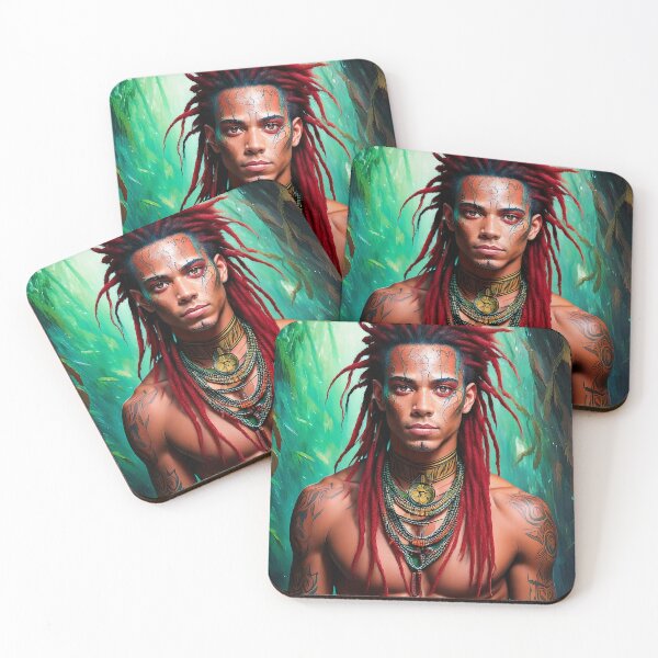 Item preview, Young man with red dreadlocks and tribal tattoos designed and sold by tribal-fiction.