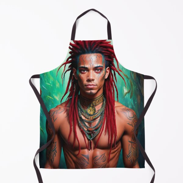 Item preview, Young man with red dreadlocks and tribal tattoos designed and sold by tribal-fiction.