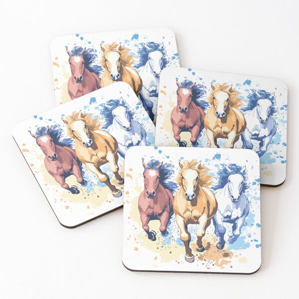 Item preview, Galloping Trio - Colorful Watercolor Horse Illustration designed and sold by vfxbear.