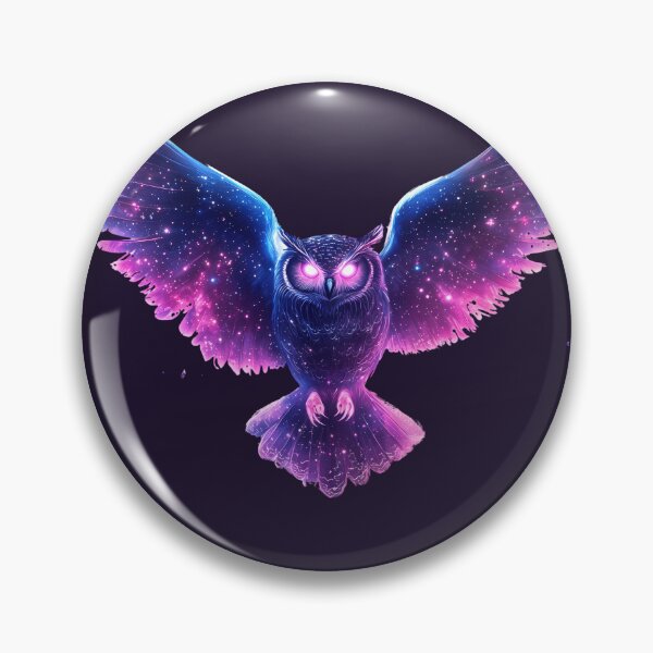Item preview, Cosmic Neon Owl with Glowing Galaxy Wings designed and sold by PixelReverb.