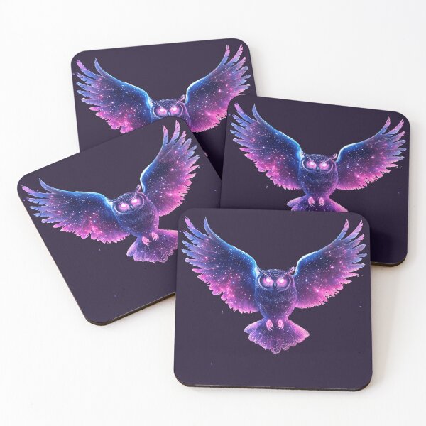 Item preview, Cosmic Neon Owl with Glowing Galaxy Wings designed and sold by PixelReverb.