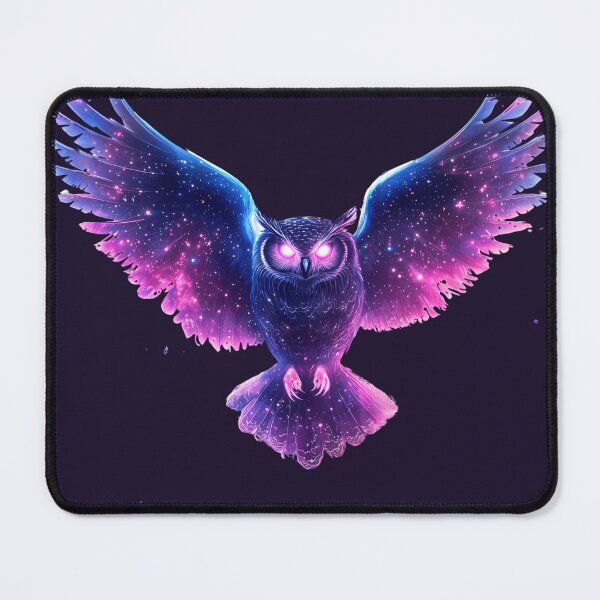 Item preview, Cosmic Neon Owl with Glowing Galaxy Wings designed and sold by PixelReverb.