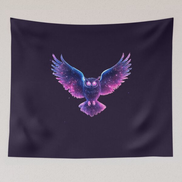 Item preview, Cosmic Neon Owl with Glowing Galaxy Wings designed and sold by PixelReverb.