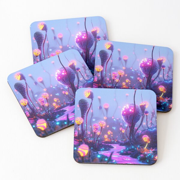 Item preview, Glowing Alien Landscape with Surreal Plants designed and sold by PixelReverb.