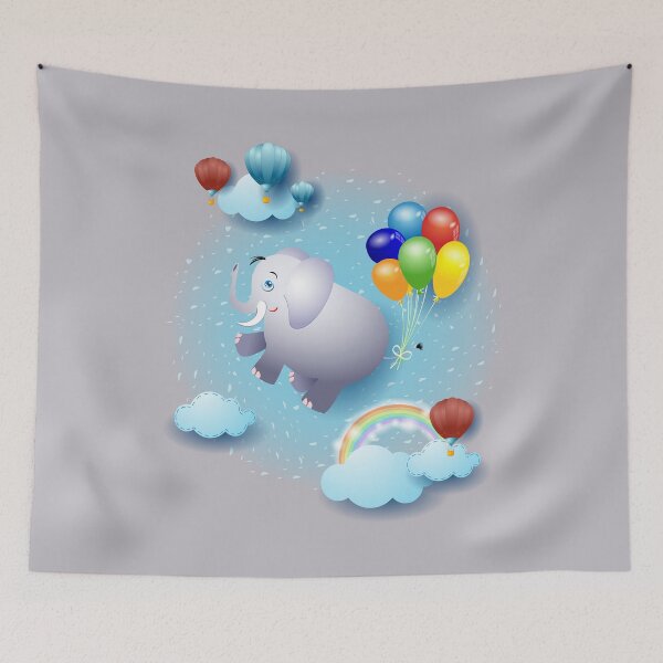 Item preview, Flying away, elephant and balloons designed and sold by LuisaVenturoli.