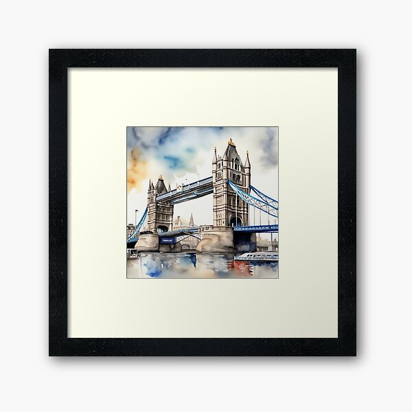 Item preview, London Tower Bridge watercolor drawing designed and sold by reiniere2024.