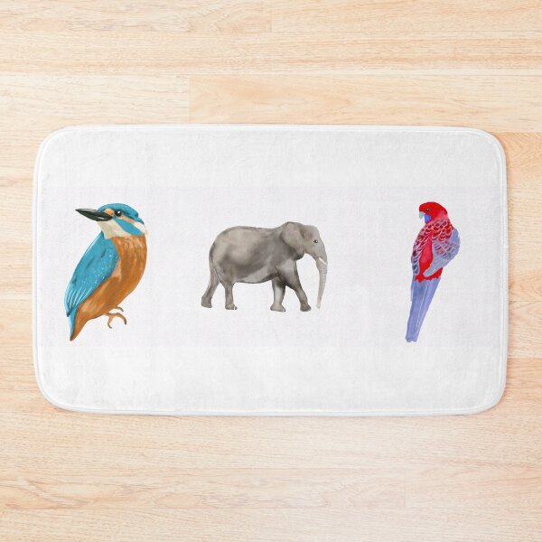 Item preview, Elephant, Koala, Giraffe, and Birds standing on a white background with a focus on its large size, trunk, and tusks, illustrating a majestic mammal in its natural wildlife environment designed and sold by Ammi77.