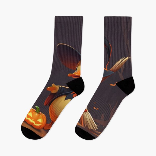 Item preview, Halloween Witch Duck with Pumpkin and Broom - Dark Forest Art designed and sold by Spicex2.
