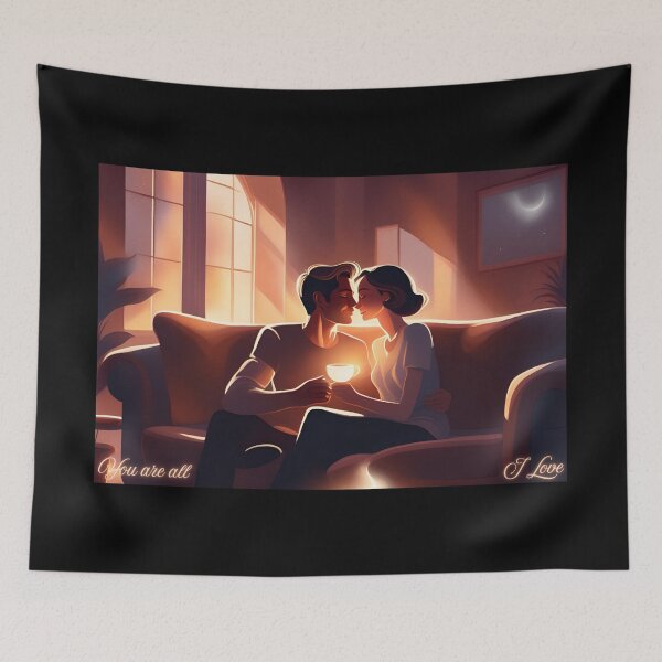 Item preview, Couple in love, drinking tea or coffee, no. 1 in set of 3 designed and sold by Little Miss Bee.