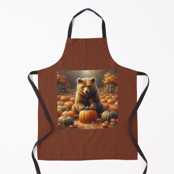 Item preview, Cozy Rustic Bear with Bird in Vibrant Pumpkin Patch   designed and sold by mustardseed-410.