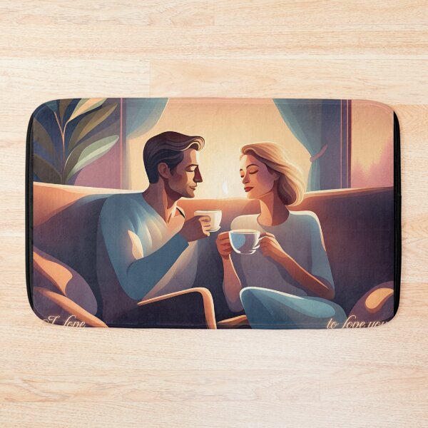 Item preview, Couple in love, drinking tea or coffee, no. 2 in set of 3 designed and sold by Little Miss Bee.