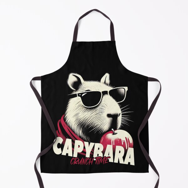Item preview, Capybara Crunch Time - Cute Capybara Eating Apple Illustration designed and sold by gittuska11.