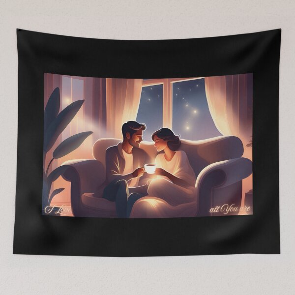Item preview, Couple in love, drinking tea or coffee, no. 3 in set of 3 designed and sold by Little Miss Bee.
