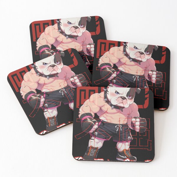 Item preview, Distressed Retro Vintage Cute Chibi Bulldog MMA Mixed Martial Arts Fighter with Japanese Fonts designed and sold by AkibaNation.