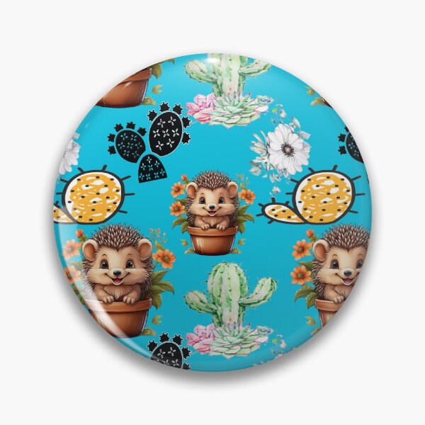 Item preview, Potty Prickly Heaven: A calming pattern featuring hedgehogs and cacti meditating. designed and sold by Grang Art Artistic Designs.