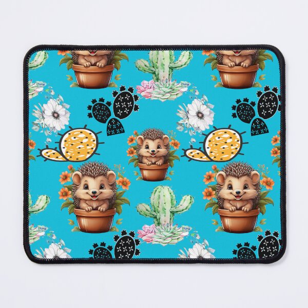 Aperçu de l'œuvre Potty Prickly Heaven : Un motif apaisant mettant en vedette des hérissons et des cactus en méditation. créée et vendue par Grang Art Artistic Designs.