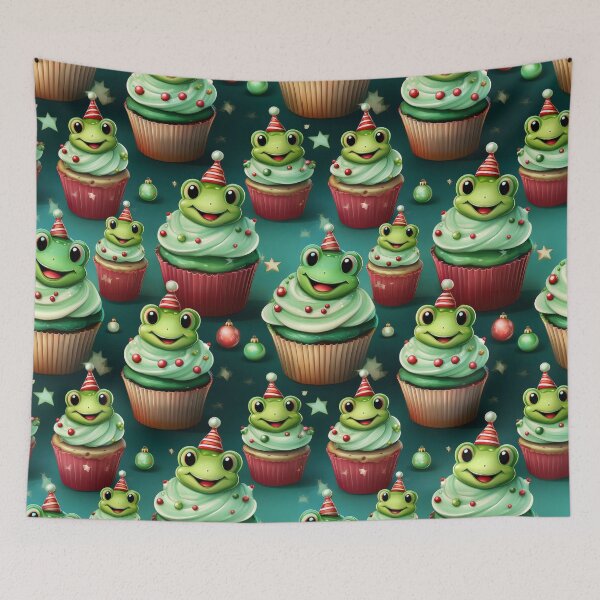 Item preview, Frogy Feast: A delicious pattern featuring cupcakes topped with Frogs designed and sold by Grang Art Artistic Designs.