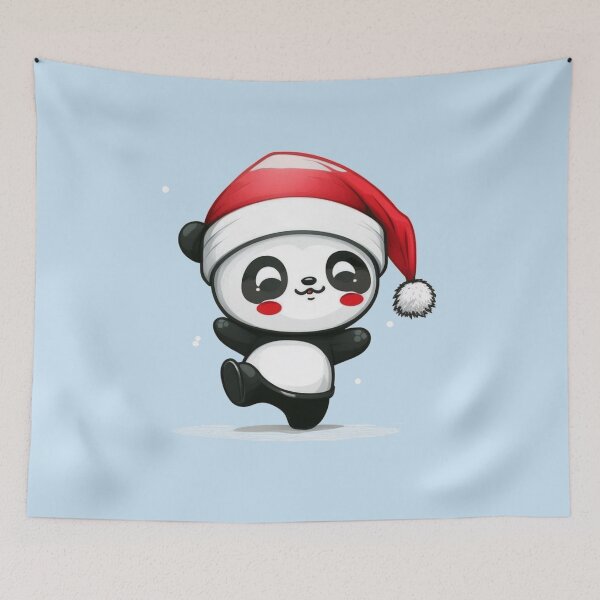 Item preview, Chibi Christmas Panda with Red Santa Hat designed and sold by KawaiiArtStyle.